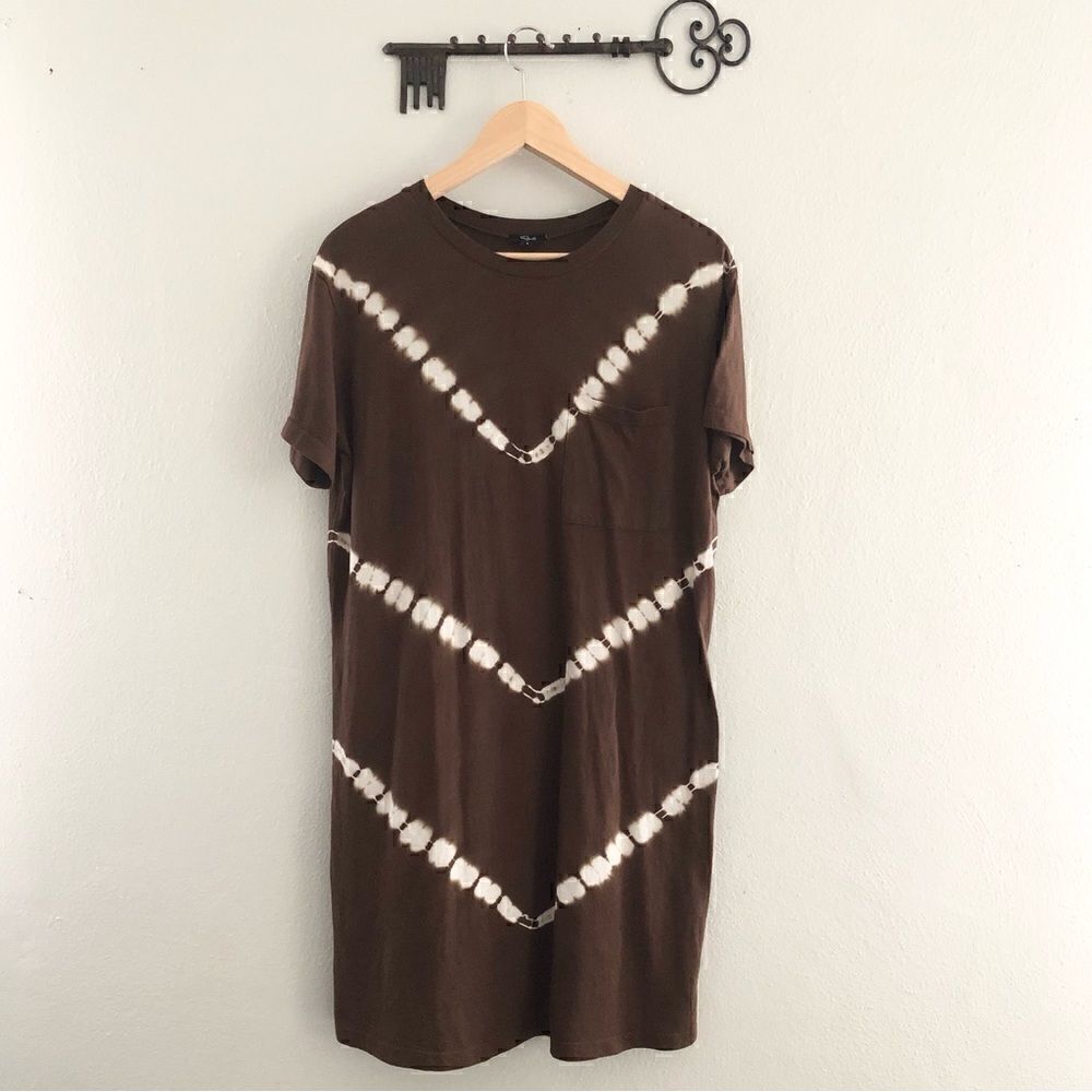 Rails Canteen Chevron *the tee shirt dress* in brown and white womans size small